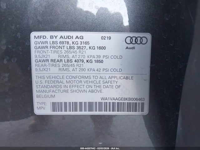 2019 AUDI E-TRON WA1VAAGE8KB006463 Photo 8