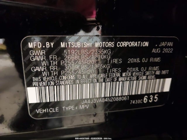 2022 MITSUBISHI OUTLANDER JA4J3VA84NZ088061 Photo 8