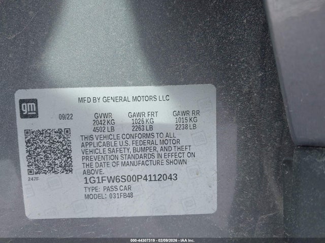 1G1FW6S00P4112043 Chevrolet Bolt Ev Fwd 1lt
