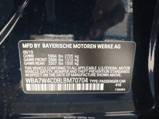 WBA7W4C08LBM70704 BMW 745e Xdrive Iperformance