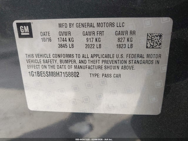 1G1BE5SM8H7158802 Chevrolet Cruze Lt Auto