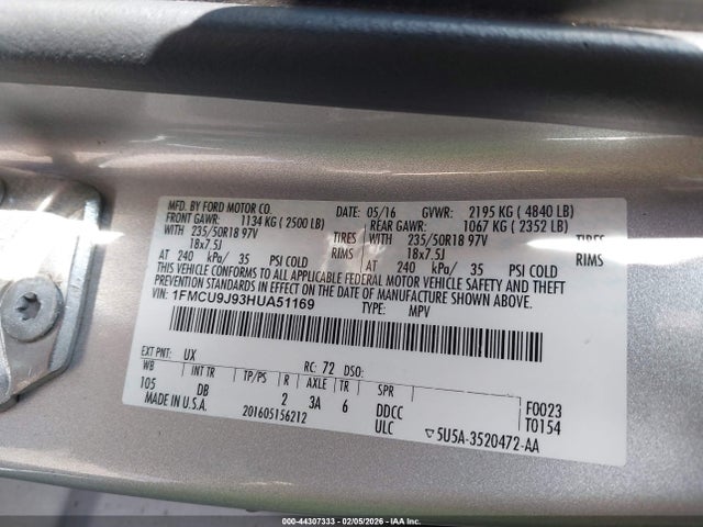 2017 FORD ESCAPE 1FMCU9J93HUA51169 Photo 8