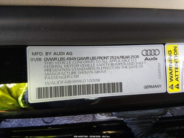 2009 AUDI A4 WAUDF48H99K010008 Photo 8