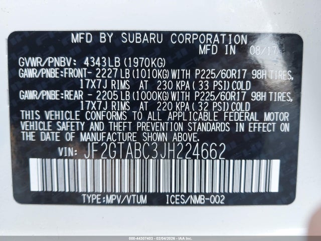 Subaru Crosstrek 2.0i Premium 2018 JF2GTABC3JH224662 Image 9