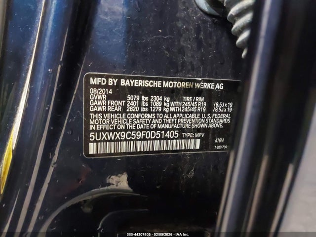 Aukcja sprzedaży 2015 Bmw X3 Xdrive28i, vin: 5UXWX9C59F0D51405, numer aukcji: 44307405
