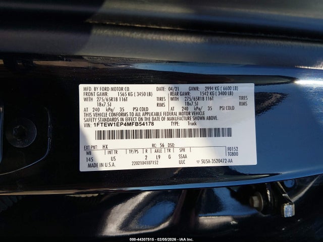 2021 FORD F-150 1FTEW1EP4MFB54178 Photo 8