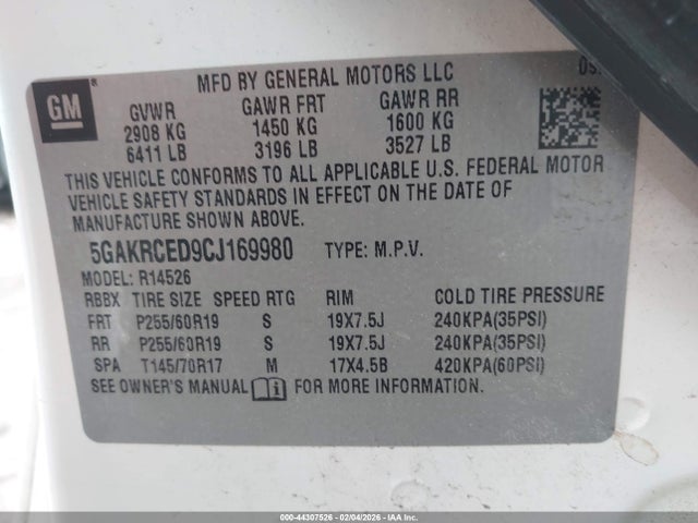 Aukcja sprzedaży 2012 Buick Enclave Leather, vin: 5GAKRCED9CJ169980, numer aukcji: 44307526