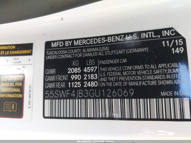 55SWF4JB3GU126069 Mercedes-Benz C 300 Sport