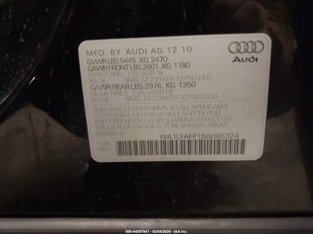 2011 AUDI Q5 WA1LFAFP1BA065324 Photo 8