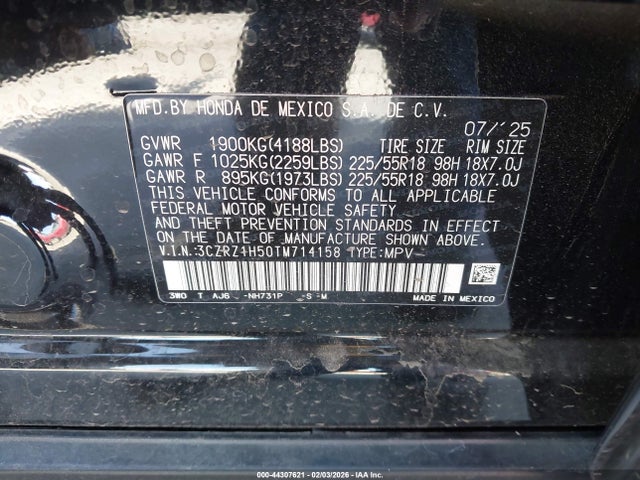 3CZRZ1H50TM714158 Honda Hr-v 2wd Sport