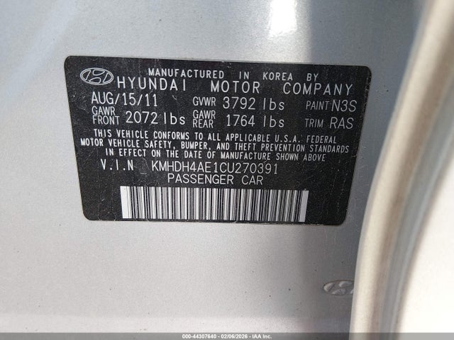 2012 HYUNDAI ELANTRA KMHDH4AE1CU270391 Photo 8