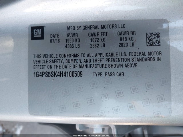 Продаж на аукціоні авто 2017 Buick Verano Leather Group, vin: 1G4PS5SK4H4100509, номер лоту: 44307653
