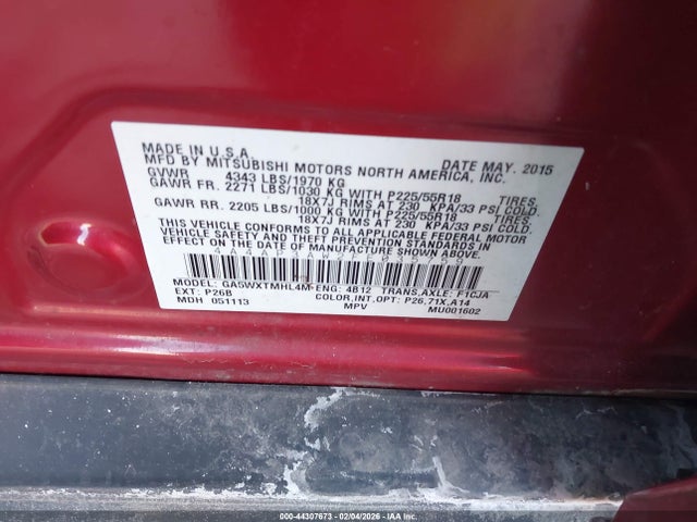 2015 MITSUBISHI OUTLANDER SPORT 4A4AP3AW2FE035759 Photo 8