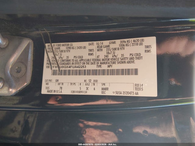 1FMCU0GX4FUA42253 Ford ESCAPE SE