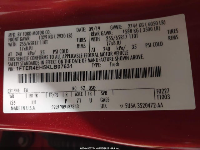 2019 FORD RANGER 1FTER4EH5KLB07631 Photo 8