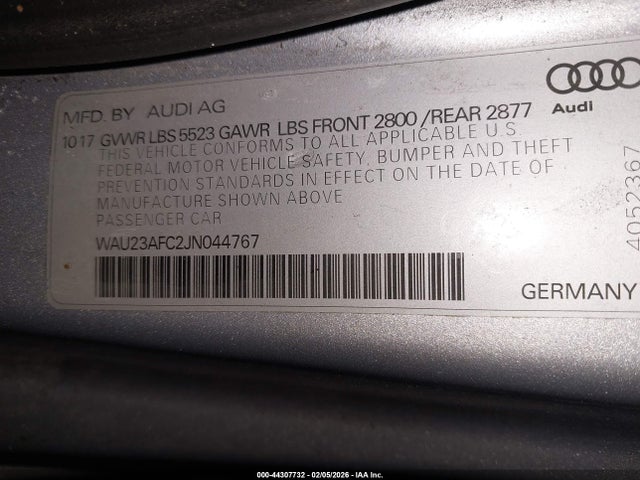 44307732 :رقم المزاد ، WAU23AFC2JN044767 vin ، 2018 Audi A7 3.0t Premium Plus مزاد بيع