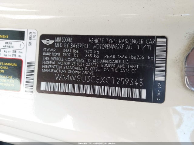 2012 MINI COOPER WMWSU3C5XCT259343 Photo 8