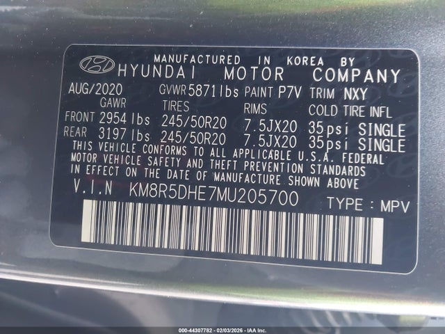 KM8R5DHE7MU205700 Hyundai Palisade Limited