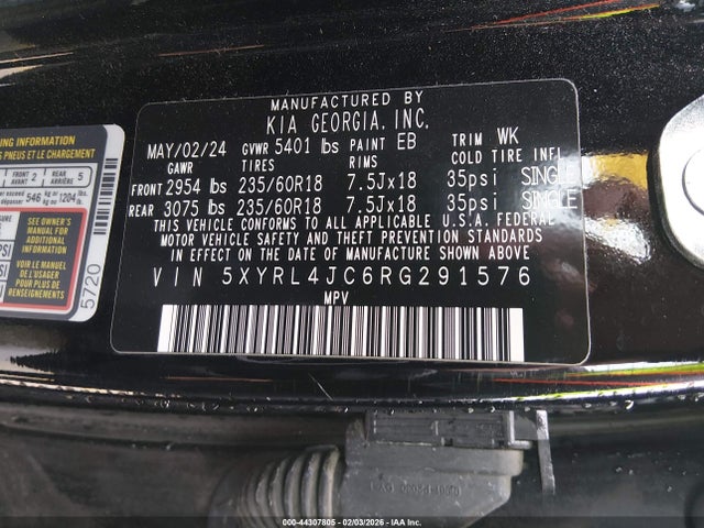 5XYRL4JC6RG291576 KIA SORENTO S