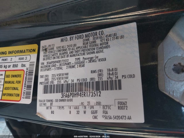 2014 FORD FUSION 3FA6P0H94ER173512 Photo 8