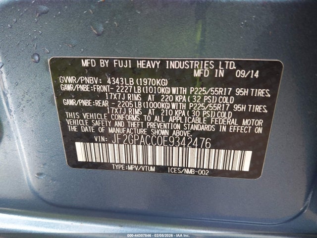 Продажа на аукционе авто 2014 Subaru Xv Crosstrek 2.0i Premium, vin: JF2GPACC0E9342476, номер лота: 44307846