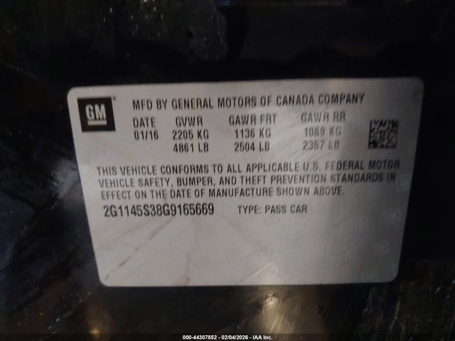 Aukcja sprzedaży 2016 Chevrolet Impala 2lz, vin: 2G1145S38G9165669, numer aukcji: 44307852