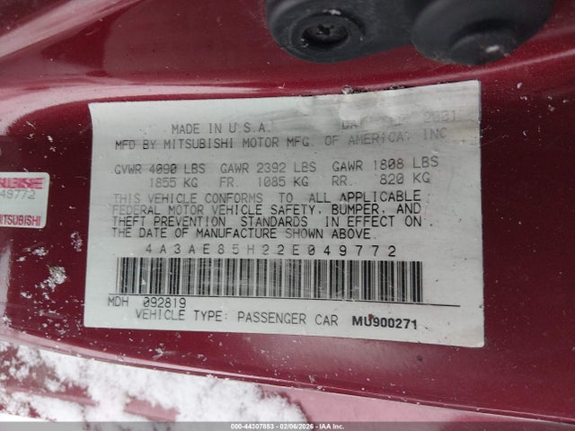 2002 MITSUBISHI ECLIPSE SPYDER 4A3AE85H22E049772 Photo 8