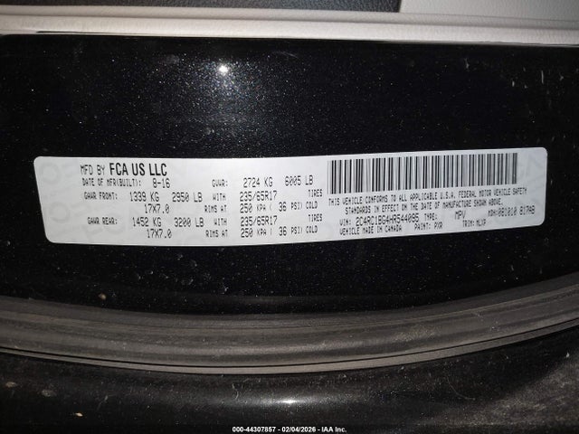 2017 Chrysler Pacifica Touring-l მანქანა იყიდება აუქციონზე, vin: 2C4RC1BG4HR544095, აუქციონის ნომერი: 44307857