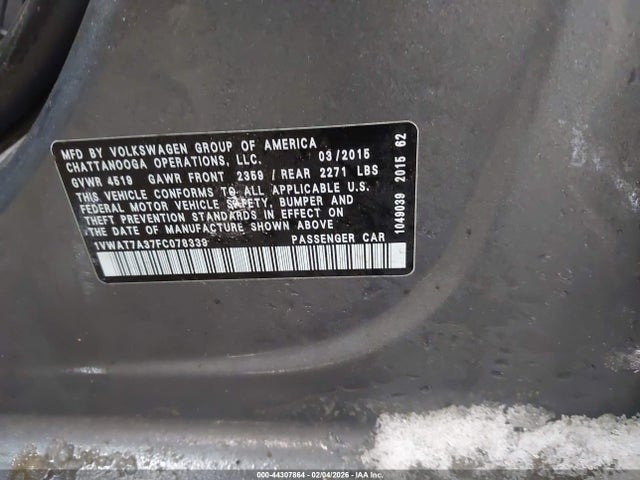 Продажа на аукционе авто 2015 Volkswagen Passat 1.8t Limited Edition, vin: 1VWAT7A37FC078339, номер лота: 44307864