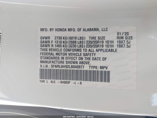 Honda Odyssey Elite 2020 5FNRL6H92LB040977 Image 9