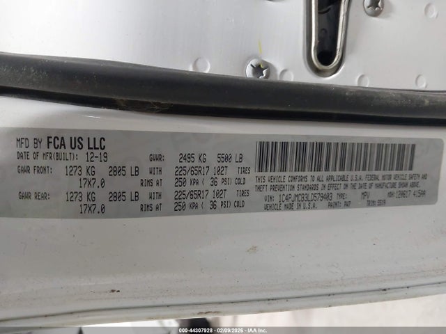Aukcja sprzedaży 2020 Jeep Cherokee Latitude 4x4, vin: 1C4PJMCB3LD579403, numer aukcji: 44307928