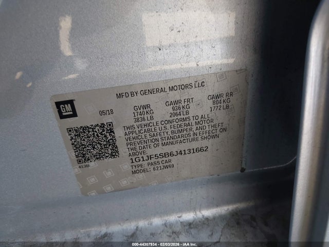 1G1JF5SB6J4131662 Chevrolet Sonic Premier Auto