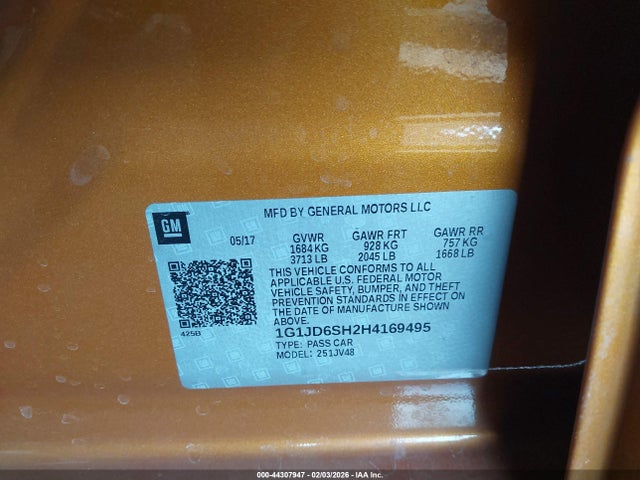 1G1JD6SH2H4169495 Chevrolet Sonic Lt Auto