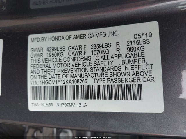 1HGCV1F12KA108266 Honda ACCORD LX