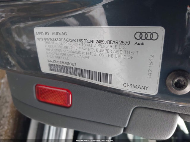 Продаж на аукціоні авто 2019 Audi A5 45 Premium, vin: WAUDNCF53KA090827, номер лоту: 44308011