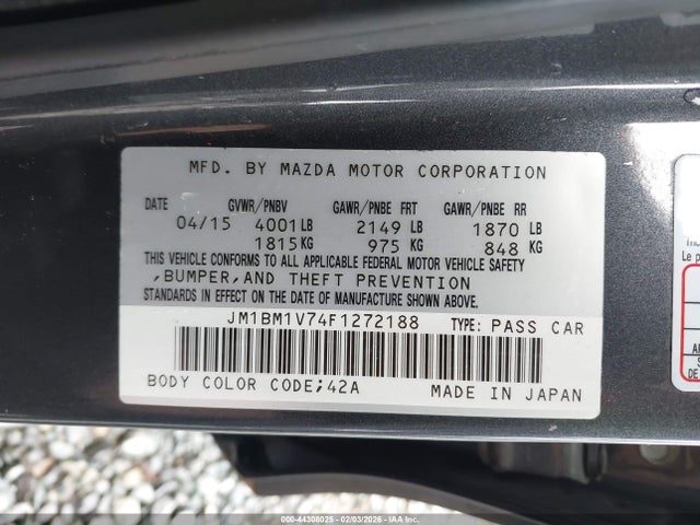 JM1BM1V74F1272188 Mazda Mazda3 I Touring
