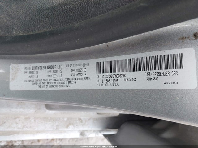2015 Chrysler 200 Limited მანქანა იყიდება აუქციონზე, vin: 1C3CCCAB5FN609736, აუქციონის ნომერი: 44308042