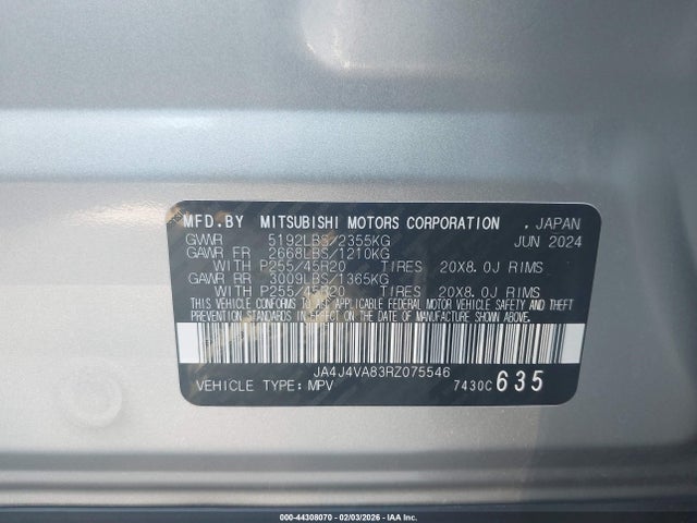 2024 MITSUBISHI OUTLANDER JA4J4VA83RZ075546 Photo 8