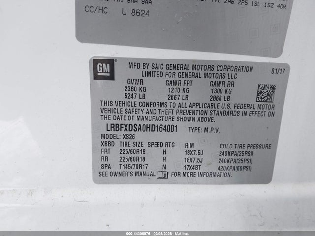 Auction sale of the 2017 Buick Envision Essence, vin: LRBFXDSA0HD164001, lot number: 44308076