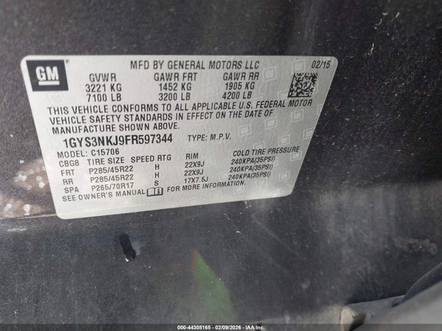 2015 CADILLAC ESCALADE 1GYS3NKJ9FR597344 Photo 8