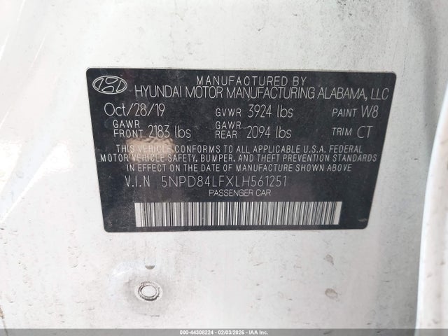 5NPD84LFXLH561251 Hyundai ELANTRA SEL