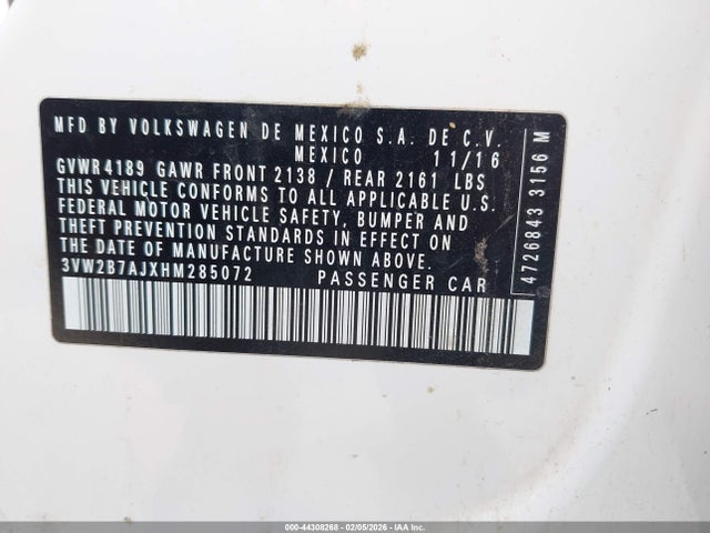 2017 VOLKSWAGEN JETTA 3VW2B7AJXHM285072 Photo 8