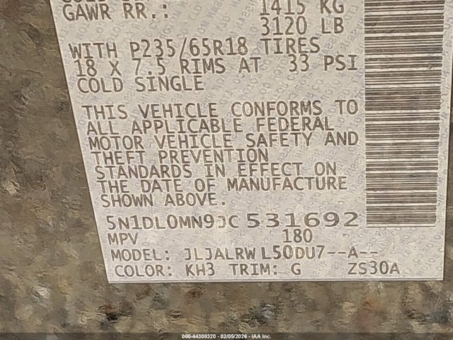 Продажа на аукционе авто 2018 Infiniti Qx60, vin: 5N1DL0MN9JC531692, номер лота: 44308320