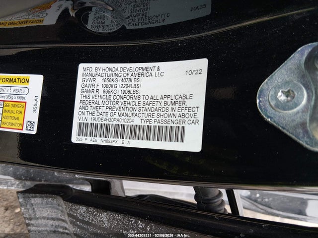 Aukcja sprzedaży 2023 Acura Integra A-spec, vin: 19UDE4H30PA010204, numer aukcji: 44308331