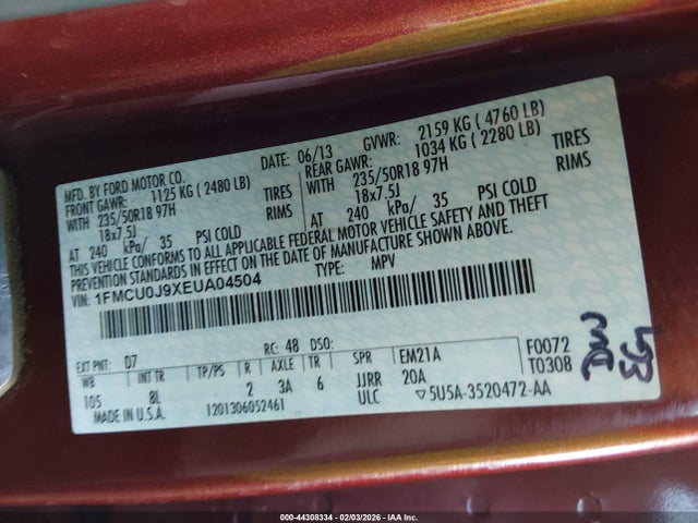 1FMCU0J9XEUA04504 Ford Escape Titanium