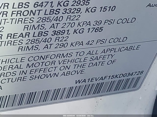 2019 AUDI Q8 WA1EVAF15KD034728 Photo 8