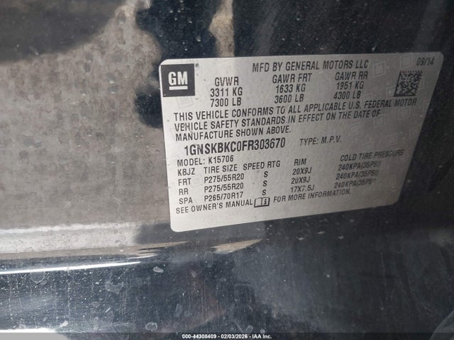 Chevrolet Tahoe Lt 2015 1GNSKBKC0FR303670 Image 9