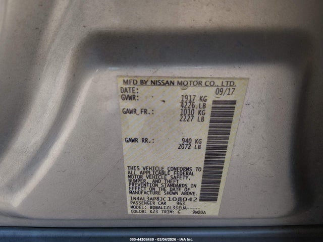 1N4AL3AP8JC108042 Nissan Altima 2.5 Sv
