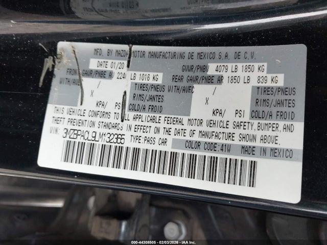 3MZBPACL9LM132365 Mazda Mazda3 Select Package