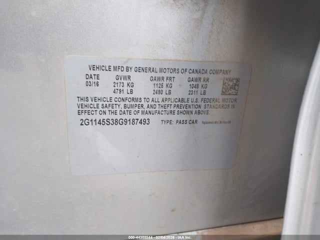 2G1145S38G9187493 Chevrolet IMPALA 2LZ